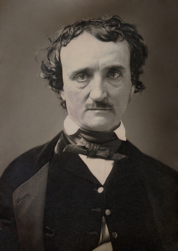 Edgar Allan Poe, circa 1849, restored, squared off (Edgar Allan Poe)